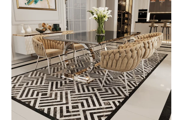 Stół hugo glamour srebrny 180x90 z czarnym blatem - design i funkcjonalnosc w parze