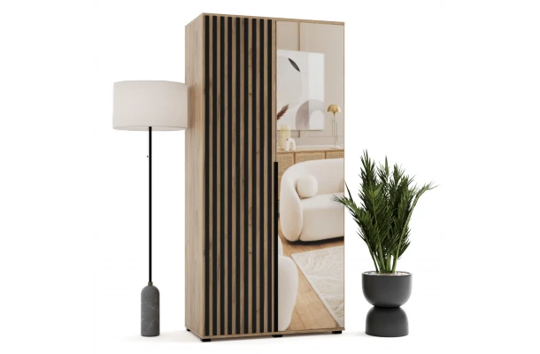 Szafa uchylna dwudrzwiowa z lustrem i lamelami na wymiar Verona - design i funkcjonalnosc w parze