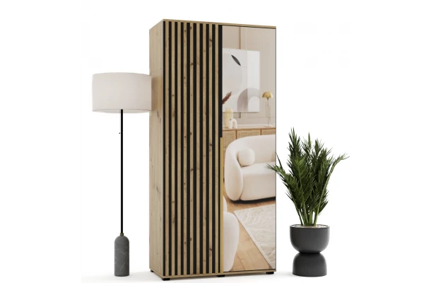 Szafa uchylna dwudrzwiowa z lustrem i lamelami na wymiar Verona - design i funkcjonalnosc w parze