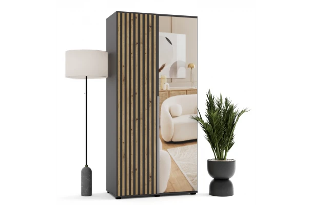 Szafa uchylna dwudrzwiowa z lustrem i lamelami na wymiar Verona - design i funkcjonalnosc w parze