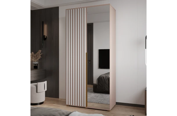 Szafa uchylna dwudrzwiowa z lustrem i lamelami na wymiar Verona - design i funkcjonalnosc w parze