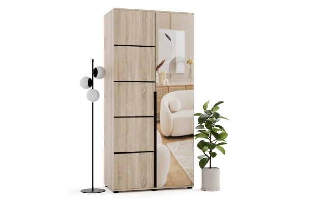 Szafa uchylna dwudrzwiowa z listwami ozdobnymi i lustrem na wymiar Ines - design i funkcjonalnosc w parze