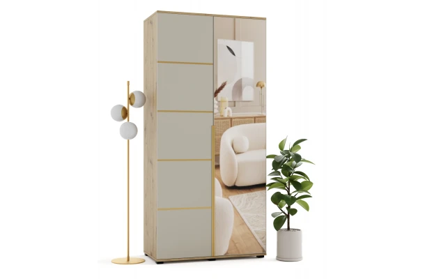 Szafa uchylna dwudrzwiowa z listwami ozdobnymi i lustrem na wymiar Ines - design i funkcjonalnosc w parze