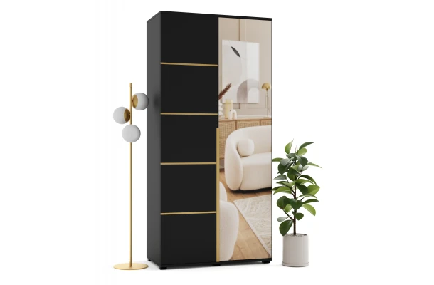 Szafa uchylna dwudrzwiowa z listwami ozdobnymi i lustrem na wymiar Ines - design i funkcjonalnosc w parze