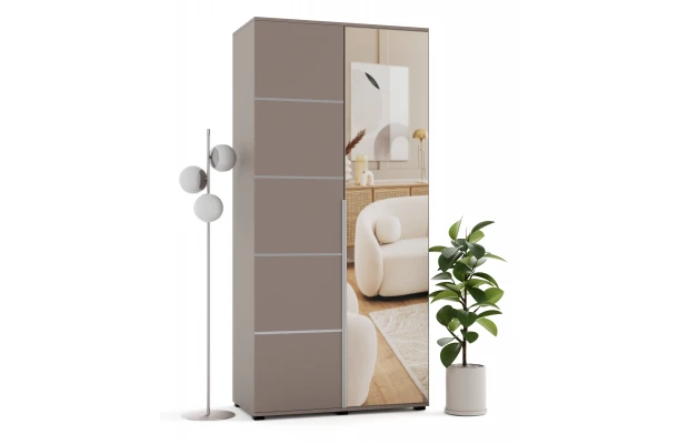 Szafa uchylna dwudrzwiowa z listwami ozdobnymi i lustrem na wymiar Ines - design i funkcjonalnosc w parze