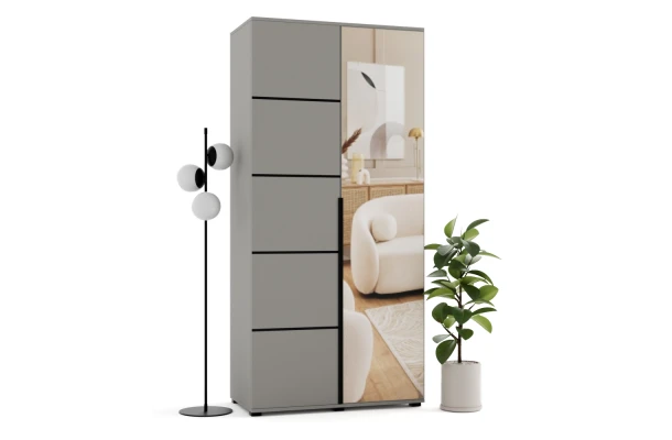 Szafa uchylna dwudrzwiowa z listwami ozdobnymi i lustrem na wymiar Ines - design i funkcjonalnosc w parze