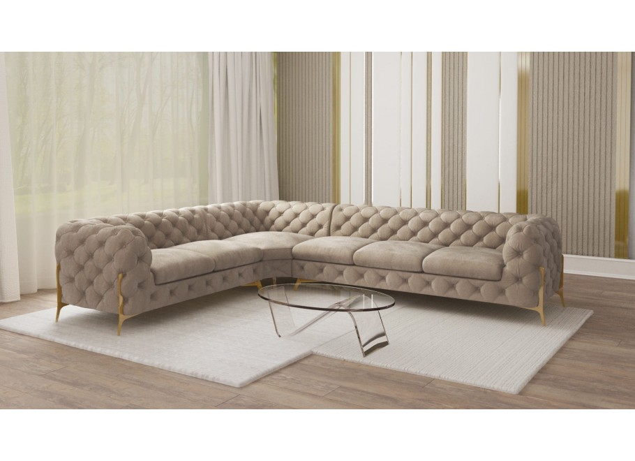 Narożnik sześcioosobowy pikowany glamour Chesterfield TEO HIGH 2+E+3 11