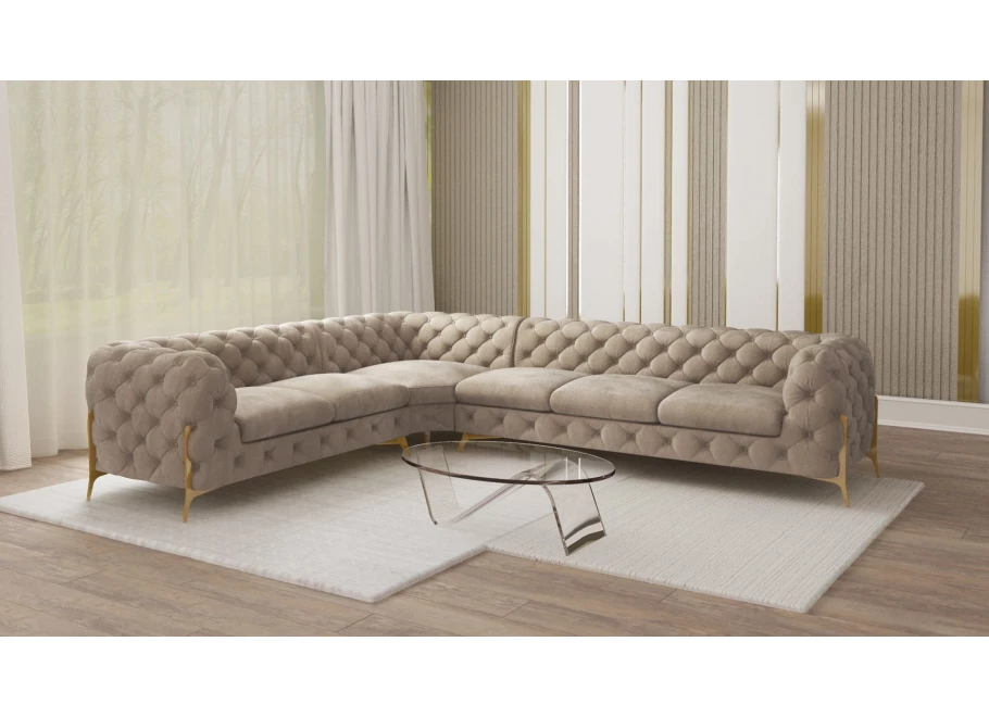 Narożnik sześcioosobowy pikowany glamour Chesterfield TEO HIGH 2+E+3 Narożnik sześcioosobowy pikowany glamour Chesterfield TEO HIGH 2+E+3