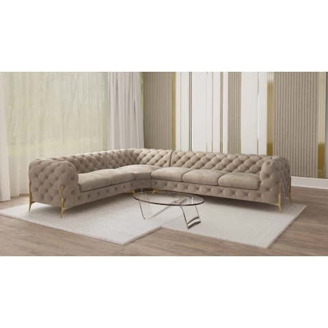 Narożnik sześcioosobowy pikowany glamour Chesterfield TEO HIGH...