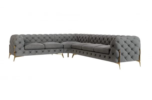 Narożnik sześcioosobowy pikowany glamour Chesterfield TEO HIGH 2+E+3 - przestronne Narożnik sześcioosobowy pikowany glamour Chesterfield TEO HIGH 2+E+3 - przestronne