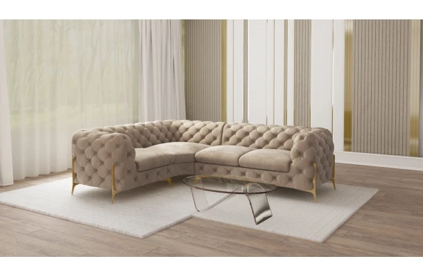 Narożnik czteroosobowy luksusowy pikowany Chesterfield TEO HIGH 1+E+2 - bok Narożnik czteroosobowy luksusowy pikowany Chesterfield TEO HIGH 1+E+2 - bok