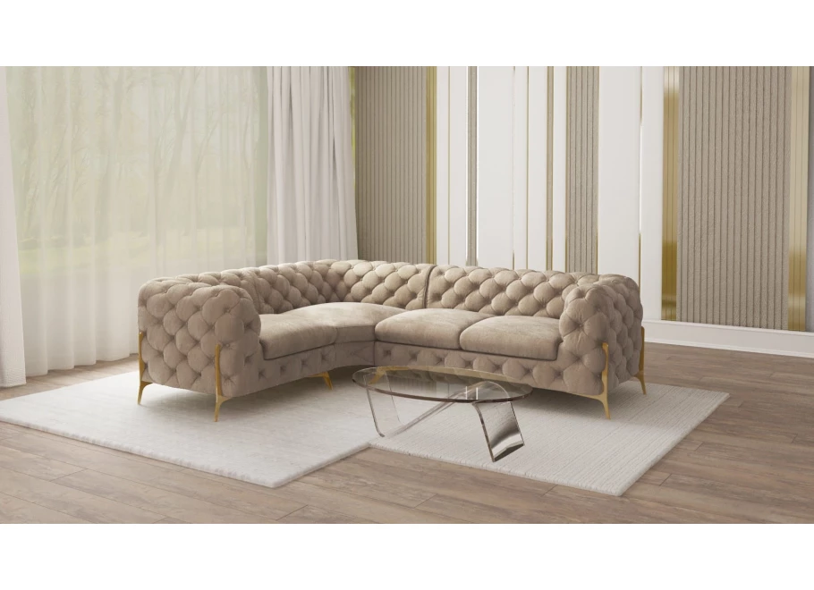 Narożnik czteroosobowy luksusowy pikowany Chesterfield TEO HIGH 1+E+2 Narożnik czteroosobowy luksusowy pikowany Chesterfield TEO HIGH 1+E+2