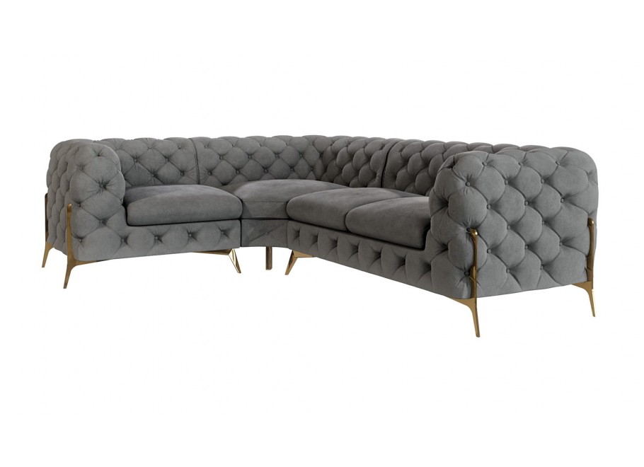 Narożnik czteroosobowy luksusowy pikowany Chesterfield TEO HIGH 1+E+2 5