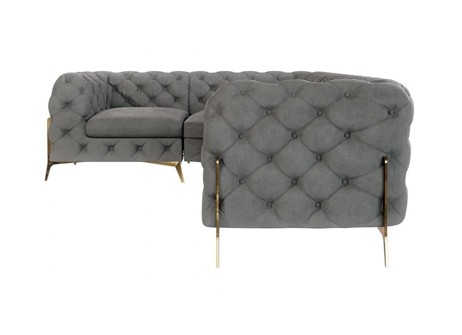 Narożnik czteroosobowy luksusowy pikowany Chesterfield TEO HIGH 1+E+2 6