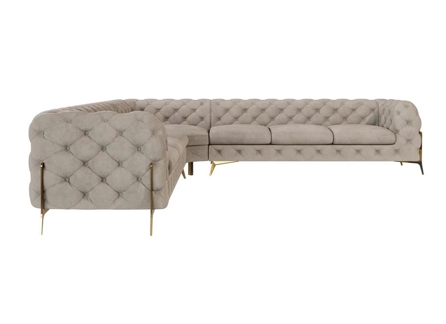 Narożnik siedmioosobowy pikowany glamour Chesterfield TEO HIGH 3+E+3