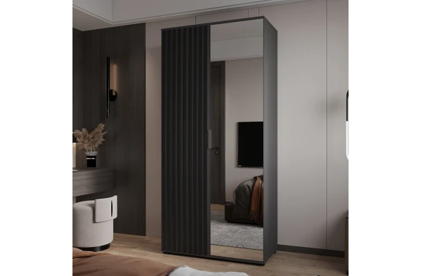 Szafa uchylna dwudrzwiowa z lamelami i lustrem na wymiar Lirena - design i funkcjonalnosc w parze
