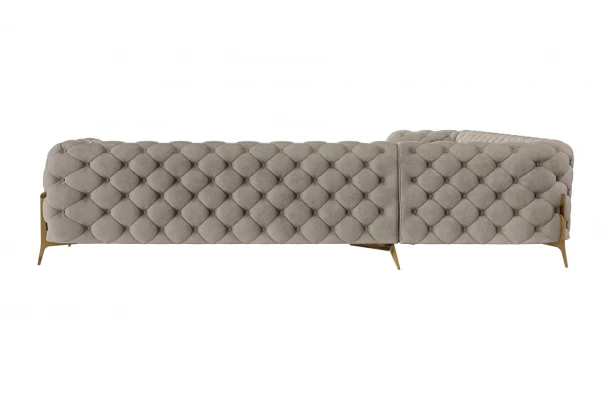 Narożnik siedmioosobowy pikowany glamour Chesterfield TEO HIGH 3+E+3 - luksusowe