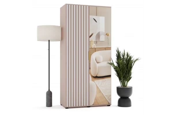 Szafa uchylna dwudrzwiowa z lamelami i lustrem na wymiar Lirena - design i funkcjonalnosc w parze