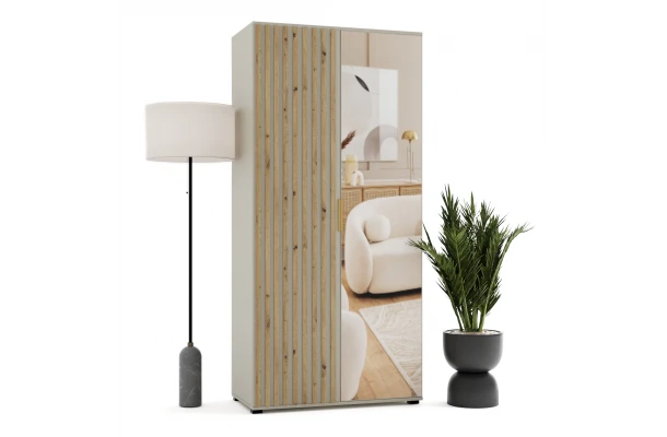 Szafa uchylna dwudrzwiowa z lamelami i lustrem na wymiar Lirena - design i funkcjonalnosc w parze