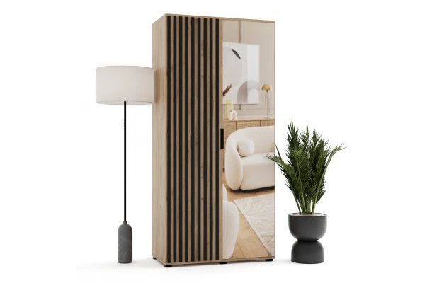 Szafa uchylna dwudrzwiowa z lamelami i lustrem na wymiar Lirena - design i funkcjonalnosc w parze