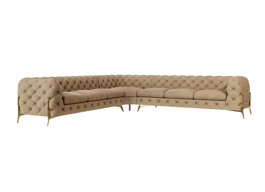 Narożnik siedmioosobowy pikowany glamour Chesterfield TEO HIGH 3+E+3