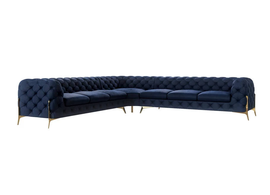 Narożnik siedmioosobowy pikowany glamour Chesterfield TEO HIGH 3+E+3