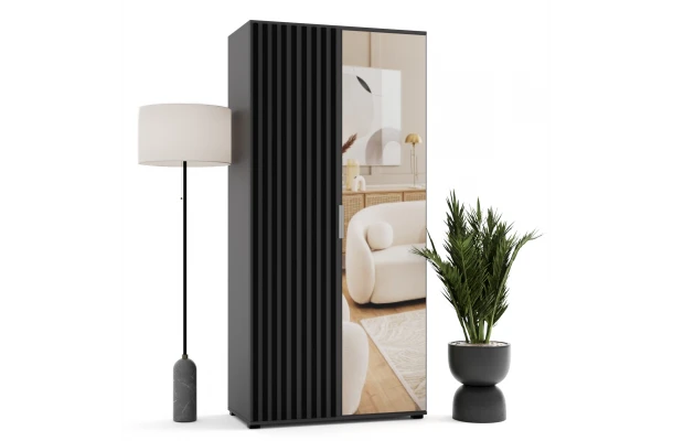 Szafa uchylna dwudrzwiowa z lamelami i lustrem na wymiar Lirena - design i funkcjonalnosc w parze