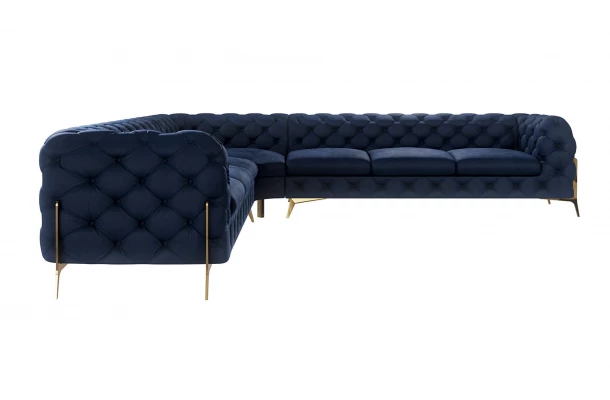 Narożnik siedmioosobowy pikowany glamour Chesterfield TEO HIGH 3+E+3 - eleganckie