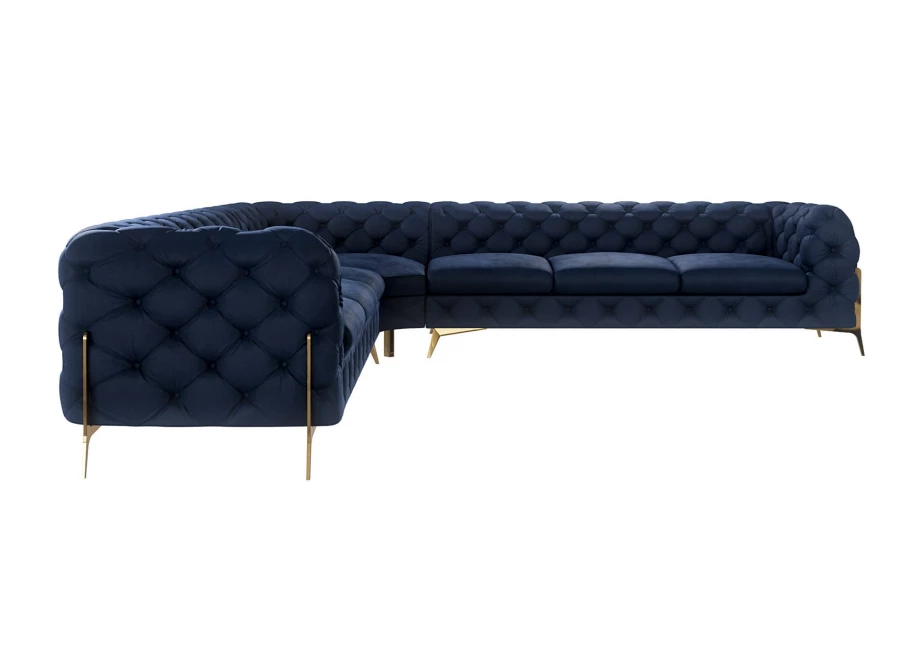 Narożnik siedmioosobowy pikowany glamour Chesterfield TEO HIGH 3+E+3