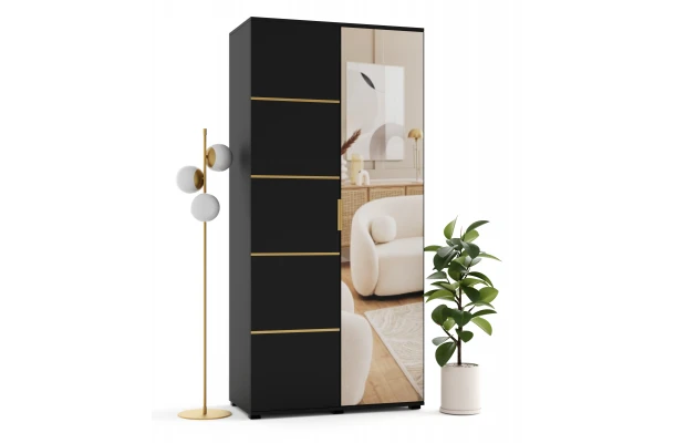 Szafa uchylna dwudrzwiowa z listwami ozdobnymi i lustrem na wymiar Karo - design i funkcjonalnosc w parze