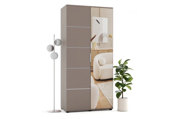 Szafa uchylna dwudrzwiowa z listwami ozdobnymi i lustrem na wymiar Karo - design i funkcjonalnosc w parze