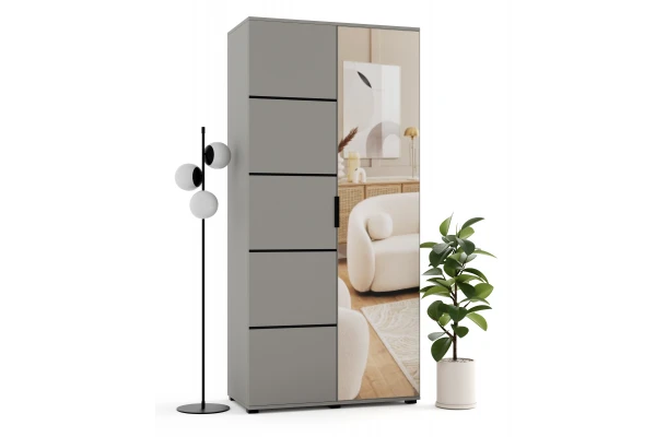 Szafa uchylna dwudrzwiowa z listwami ozdobnymi i lustrem na wymiar Karo - design i funkcjonalnosc w parze
