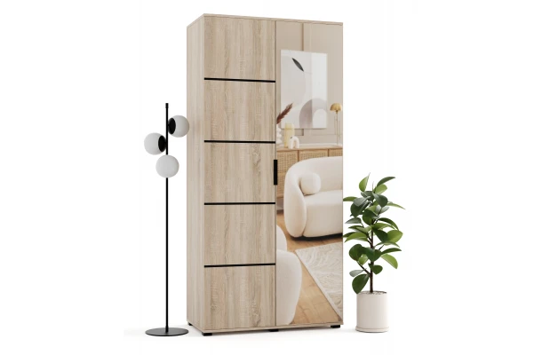 Szafa uchylna dwudrzwiowa z listwami ozdobnymi i lustrem na wymiar Karo - design i funkcjonalnosc w parze