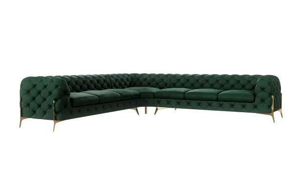 Narożnik siedmioosobowy pikowany glamour Chesterfield TEO HIGH 3+E+3 - design i funkcjonalnosc w parze