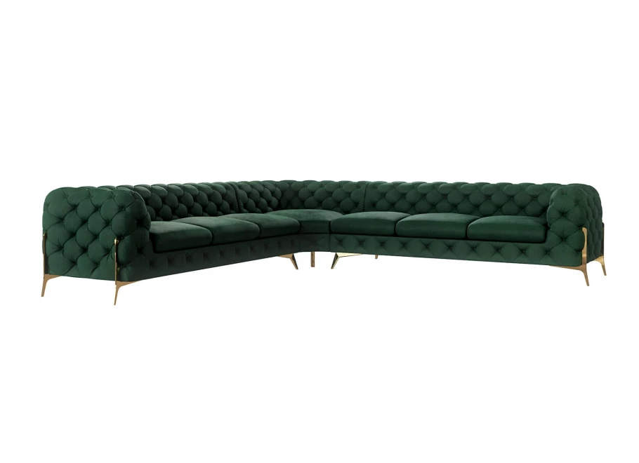 Narożnik siedmioosobowy pikowany glamour Chesterfield TEO HIGH 3+E+3