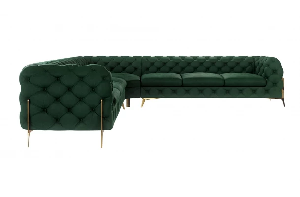 Narożnik siedmioosobowy pikowany glamour Chesterfield TEO HIGH 3+E+3 - design i funkcjonalnosc w parze