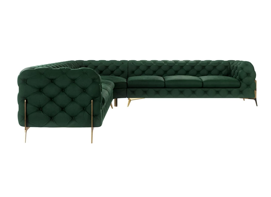 Narożnik siedmioosobowy pikowany glamour Chesterfield TEO HIGH 3+E+3