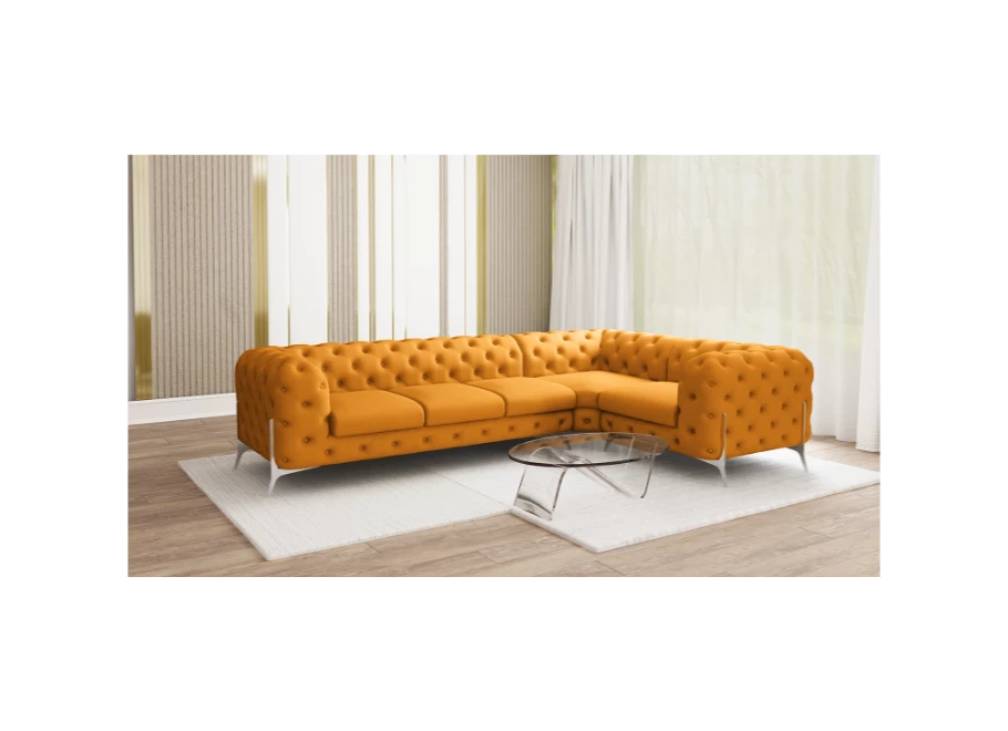 Narożnik pięcioosobowy luksusowy pikowany Chesterfield TEO HIGH 3+E+1 Narożnik pięcioosobowy luksusowy pikowany Chesterfield TEO HIGH 3+E+1