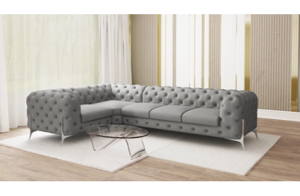 Narożnik pięcioosobowy luksusowy pikowany Chesterfield TEO HIGH 1+E+3 - bok