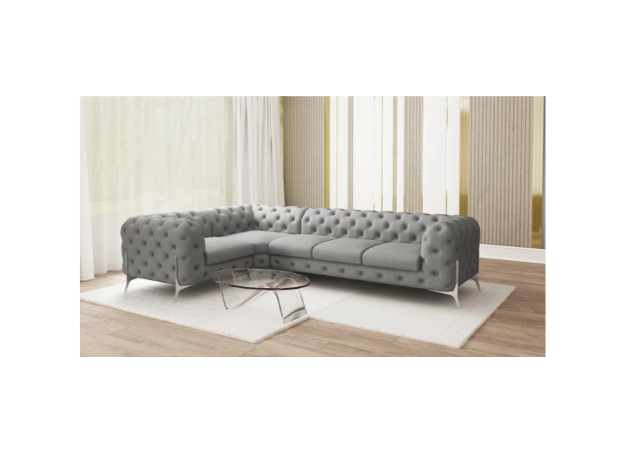 Narożnik pięcioosobowy luksusowy pikowany Chesterfield TEO HIGH 1+E+3