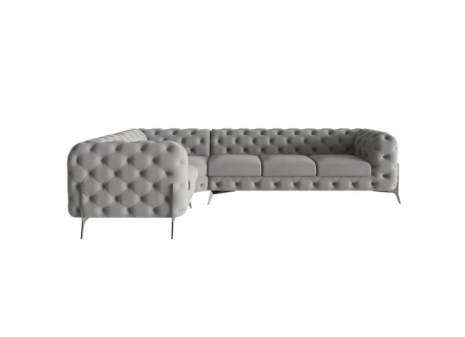 Narożnik pięcioosobowy luksusowy pikowany Chesterfield TEO HIGH 1+E+3