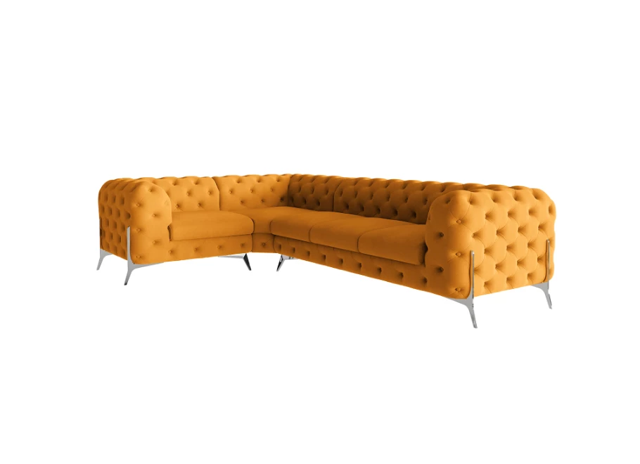 Narożnik pięcioosobowy luksusowy pikowany Chesterfield TEO HIGH 1+E+3