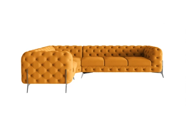 Narożnik pięcioosobowy luksusowy pikowany Chesterfield TEO HIGH 1+E+3 - przestronne