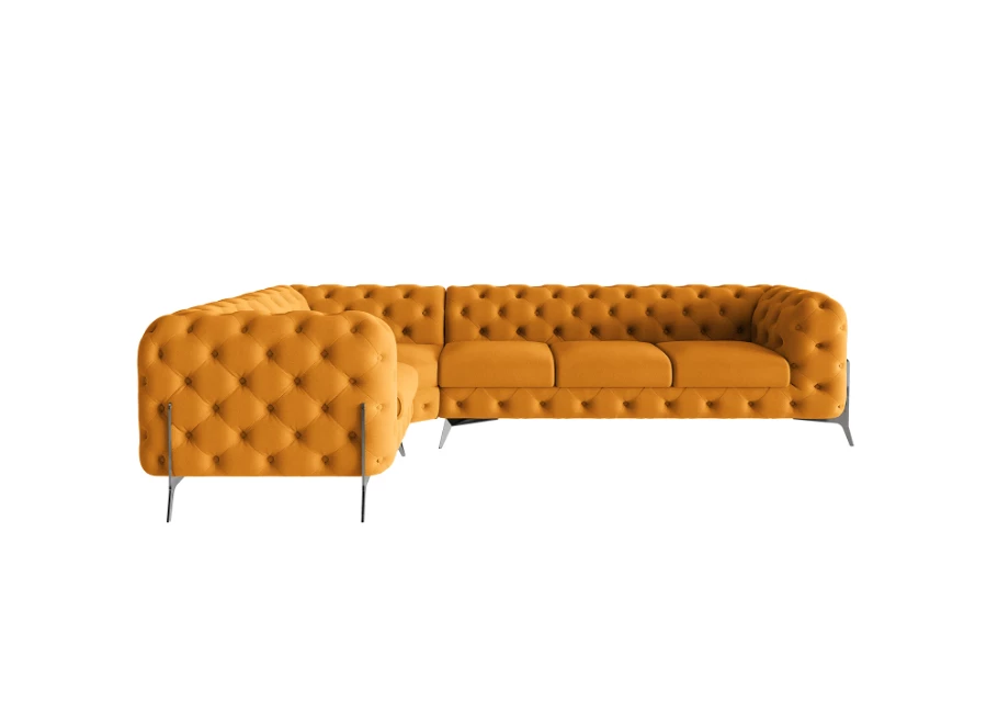 Narożnik pięcioosobowy luksusowy pikowany Chesterfield TEO HIGH 1+E+3
