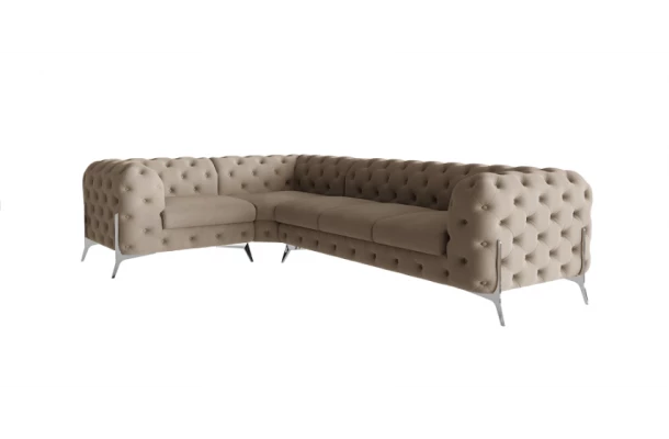 Narożnik pięcioosobowy luksusowy pikowany Chesterfield TEO HIGH 1+E+3 - narożniki