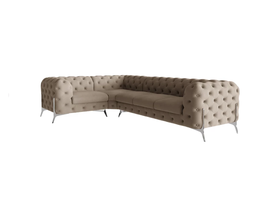 Narożnik pięcioosobowy luksusowy pikowany Chesterfield TEO HIGH 1+E+3