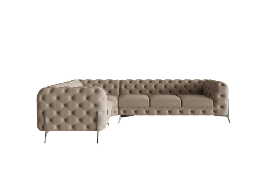 Narożnik pięcioosobowy luksusowy pikowany Chesterfield TEO HIGH 1+E+3