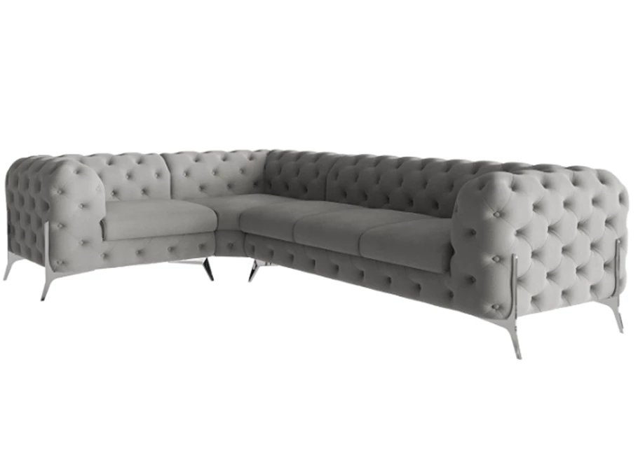 Narożnik pięcioosobowy luksusowy pikowany Chesterfield TEO HIGH 1+E+3