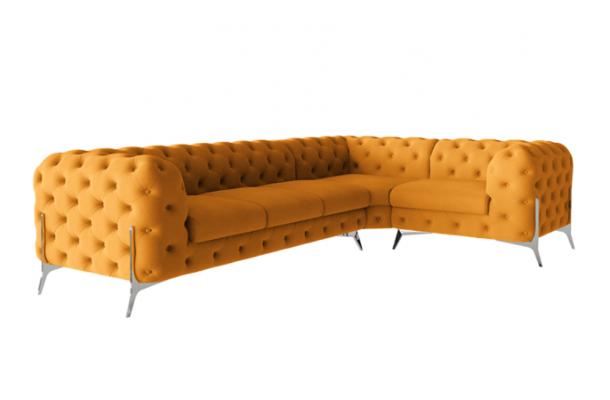 Narożnik pięcioosobowy luksusowy pikowany Chesterfield TEO HIGH 3+E+1