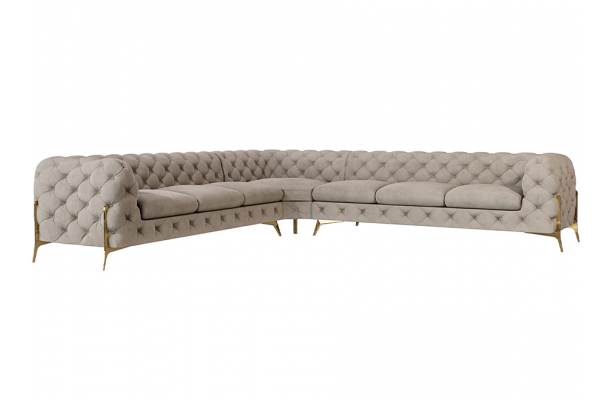Narożnik siedmioosobowy pikowany glamour Chesterfield TEO HIGH 3+E+3